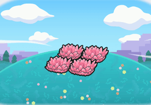 Elevated pink tall grass habitat — attracts 4 Pokémon in Pokopia