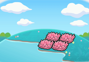 Hydrated pink tall grass habitat — attracts 3 Pokémon in Pokopia
