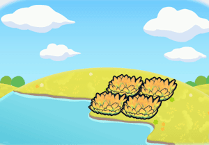 Hydrated yellow tall grass habitat — attracts 4 Pokémon in Pokopia
