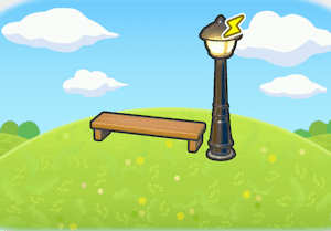 Illuminated bench habitat — attracts 2 Pokémon in Pokopia