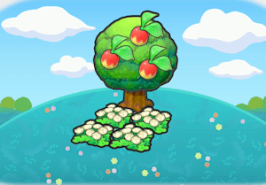 Tree-shaded fluffy flower bed habitat — attracts 4 Pokémon in Pokopia