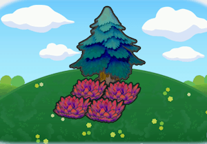 Tree-shaded red tall grass habitat — attracts 4 Pokémon in Pokopia